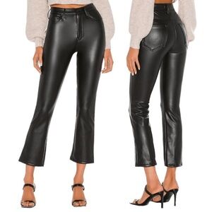 MOTHER The Insider Ankle in “Faux Show”- Black Faux Leather Ankle Pants